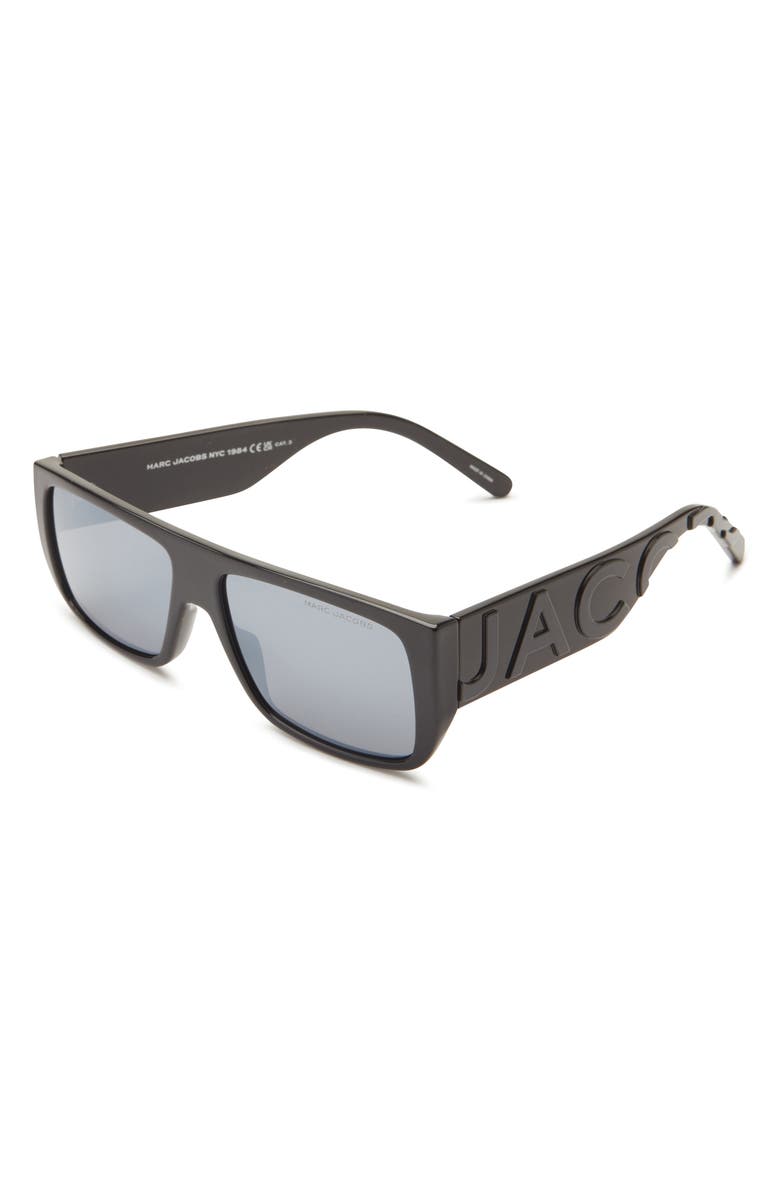 Marc Jacobs Logo 55mm Square Sunglasses, Alternate, color, Black Grey