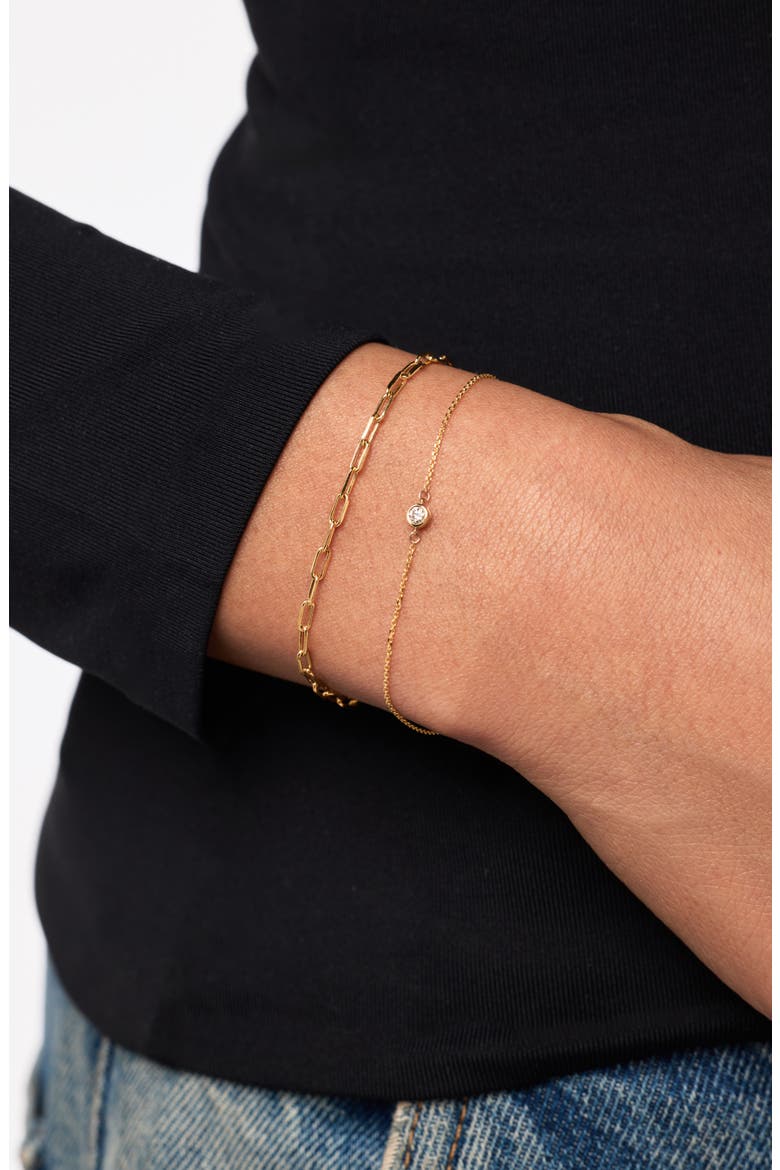 Solid Yellow Gold - Medium Paperclip Bracelet, Alternate, color, Gold