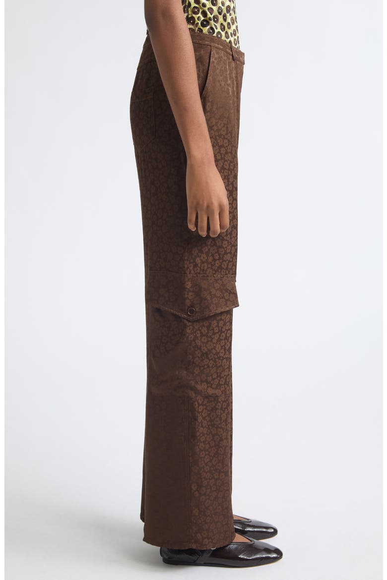 Kimmy Satin Jacquard Straight Leg Cargo Pants, Alternate, color, BROWN