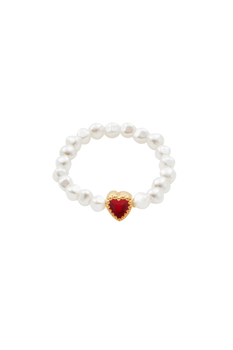 Love Heart Pearl Ring, Alternate, color, Gold