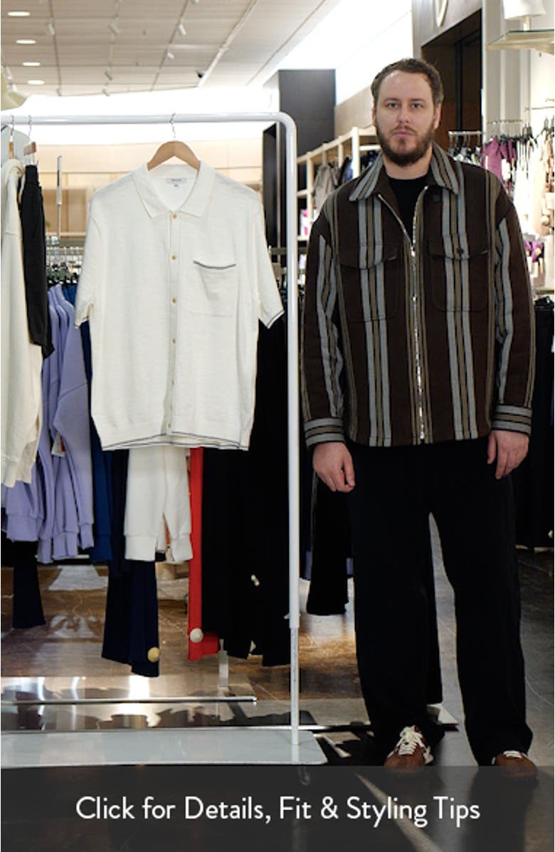 Tipped Slub Knit Cotton Button-Up Shirt, sales video thumbnail