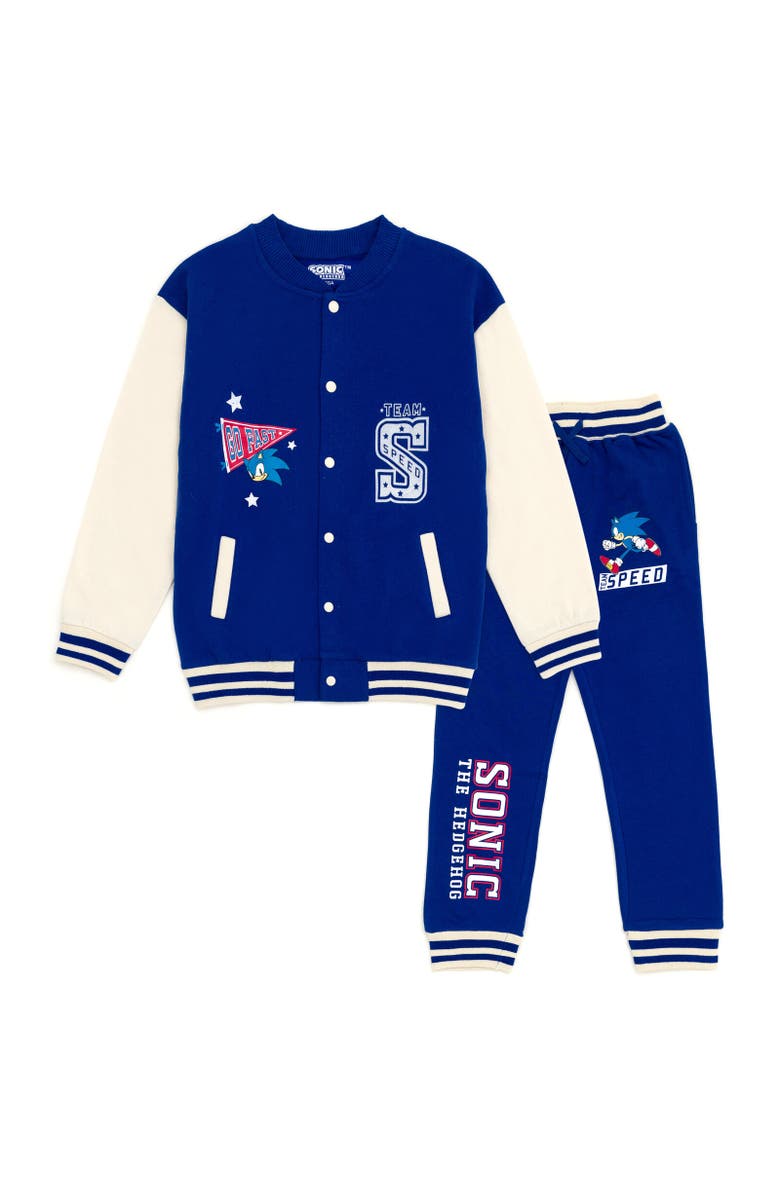 SEGA Sonic the Hedgehog Varsity Jacket & Pants Set, Main, color, Blue Sonic Go Fast