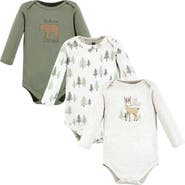 Hudson Baby Cotton Long-Sleeve Bodysuit 3Pk