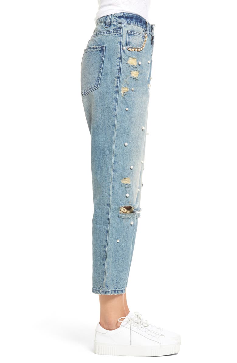 Tinsel Distressed Pearl Boyfriend Jeans, Alternate, color,