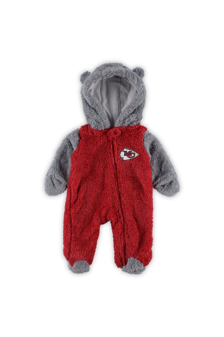 Newborn & Infant Red/Gray Kansas City Chiefs Game Nap Teddy Fleece Bunting Full-Zip Sleeper, Main, color, Red