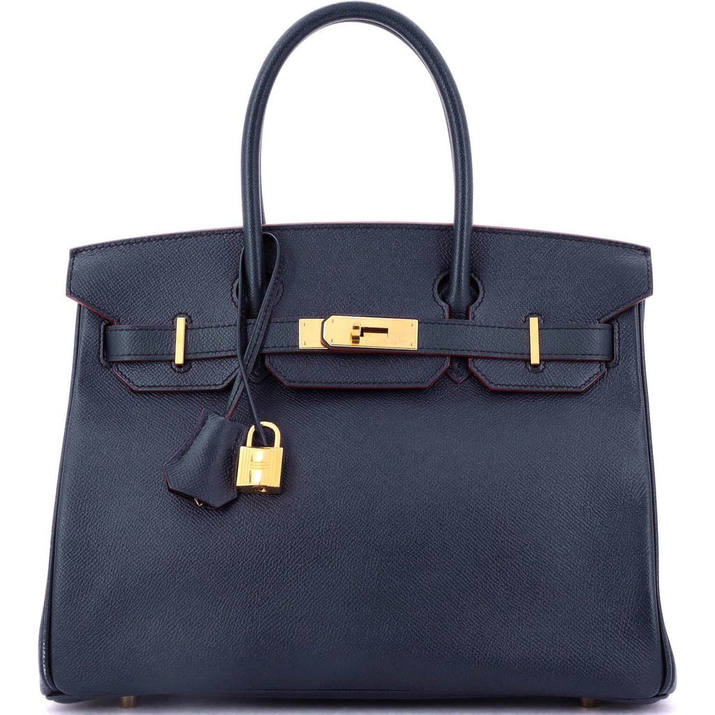 Pre-owned Hermes Hermes Contour Birkin Bag Blue Epsom With Gold Hardware 30 In Blue