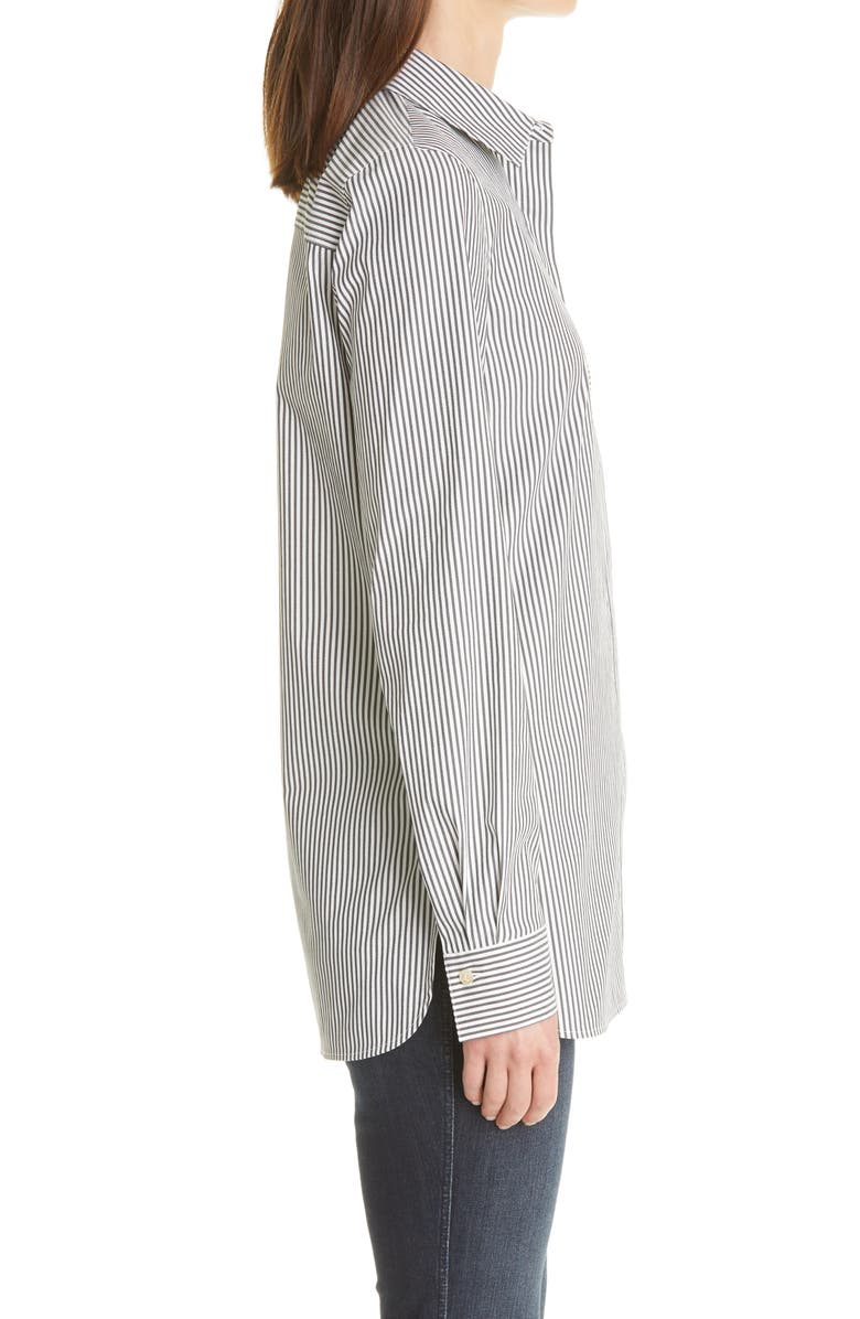 Lafayette 148 New York Ruxton Stripe Cotton Blend Shirt, Alternate, color, Castle Grey Multi