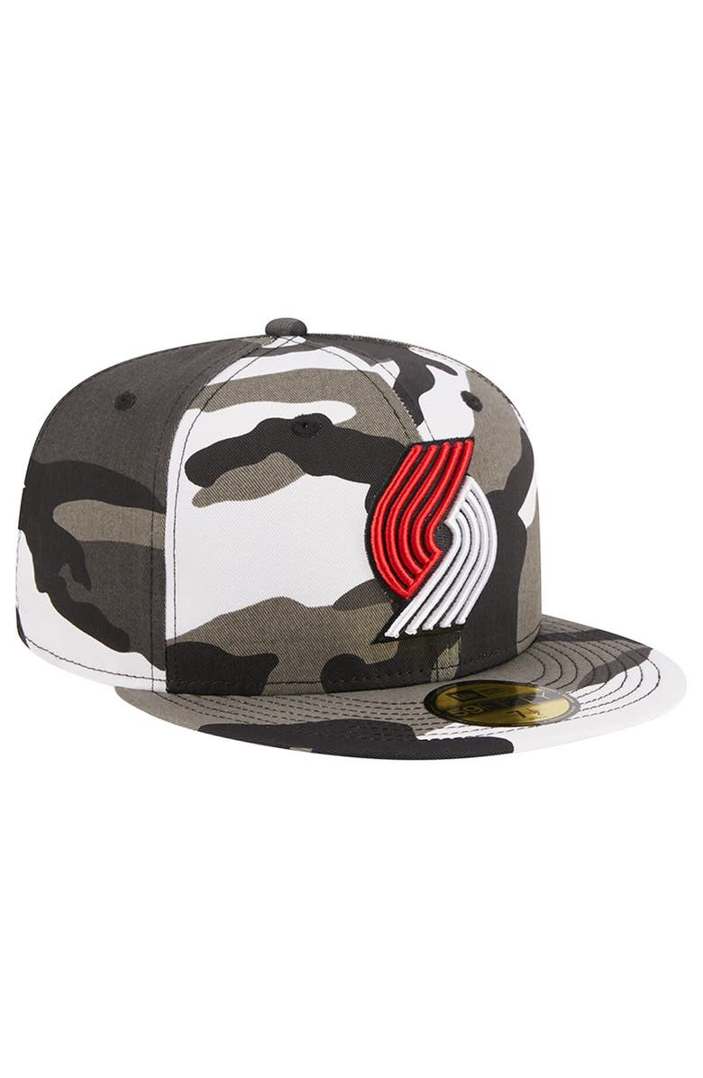 New Era Men's New Era Portland Trail Blazers Snow Camo 59FIFTY Fitted Hat, Alternate, color, 