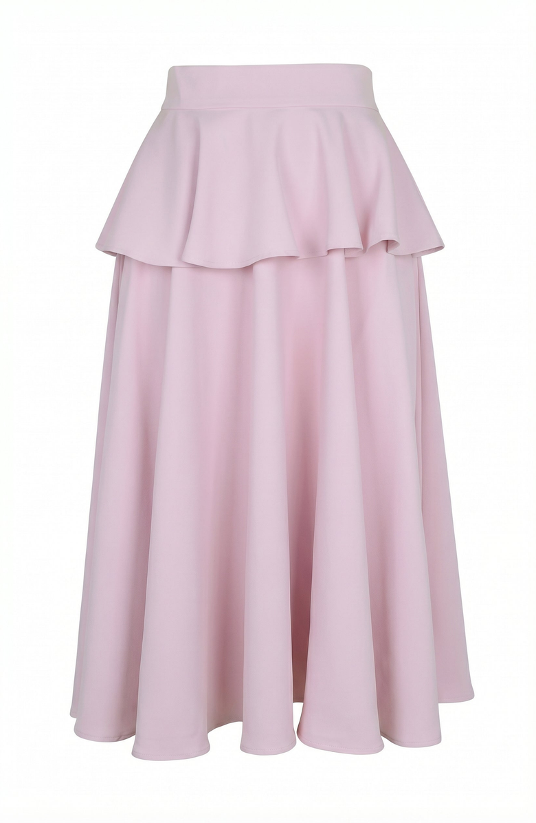 Modenaire Mock Neck Peplum Top And Mini Skirt Set, Alternate, color, Pastel Pink