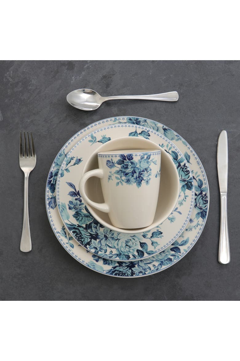 Traditional Blue Rose 16 Piece Dinnerware Set, Alternate, color, Blue