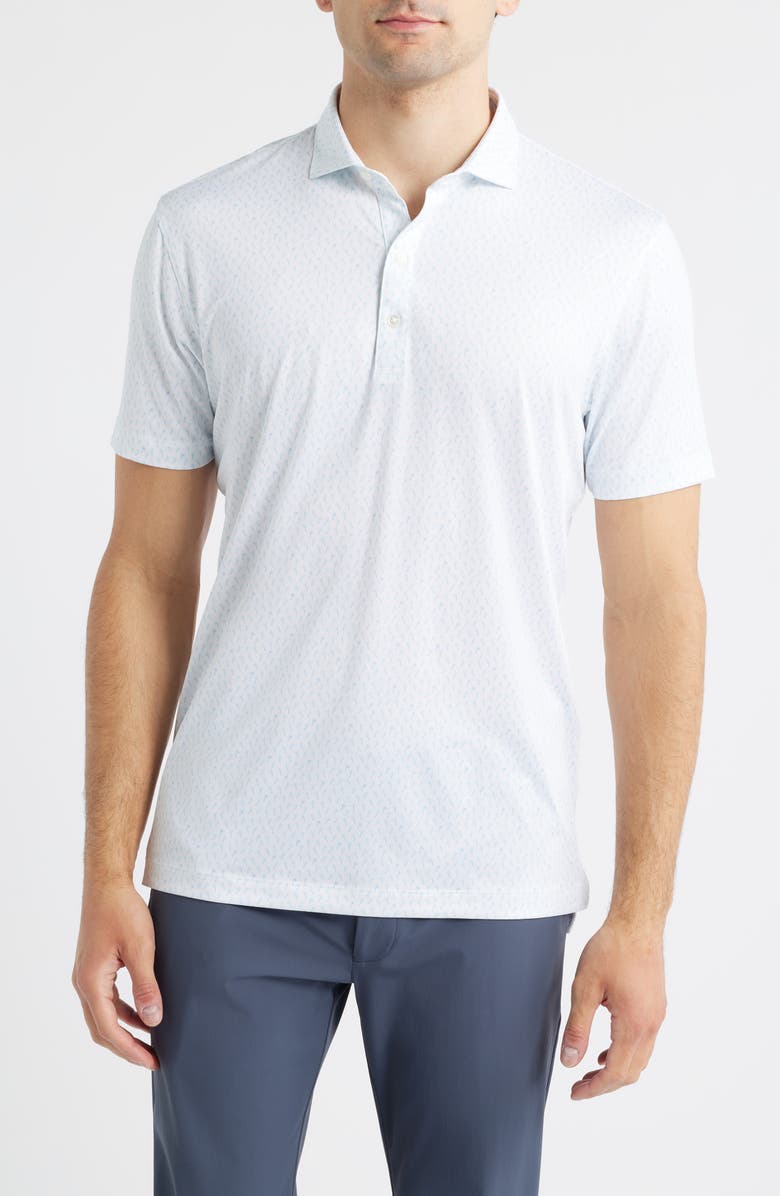 johnnie-O Marina Palm Tree Print Performance Jersey Polo, Main, color, Maliblu