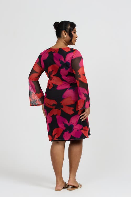 Fashion-szn Curve Bold Floral Print Mini Dress In Pink