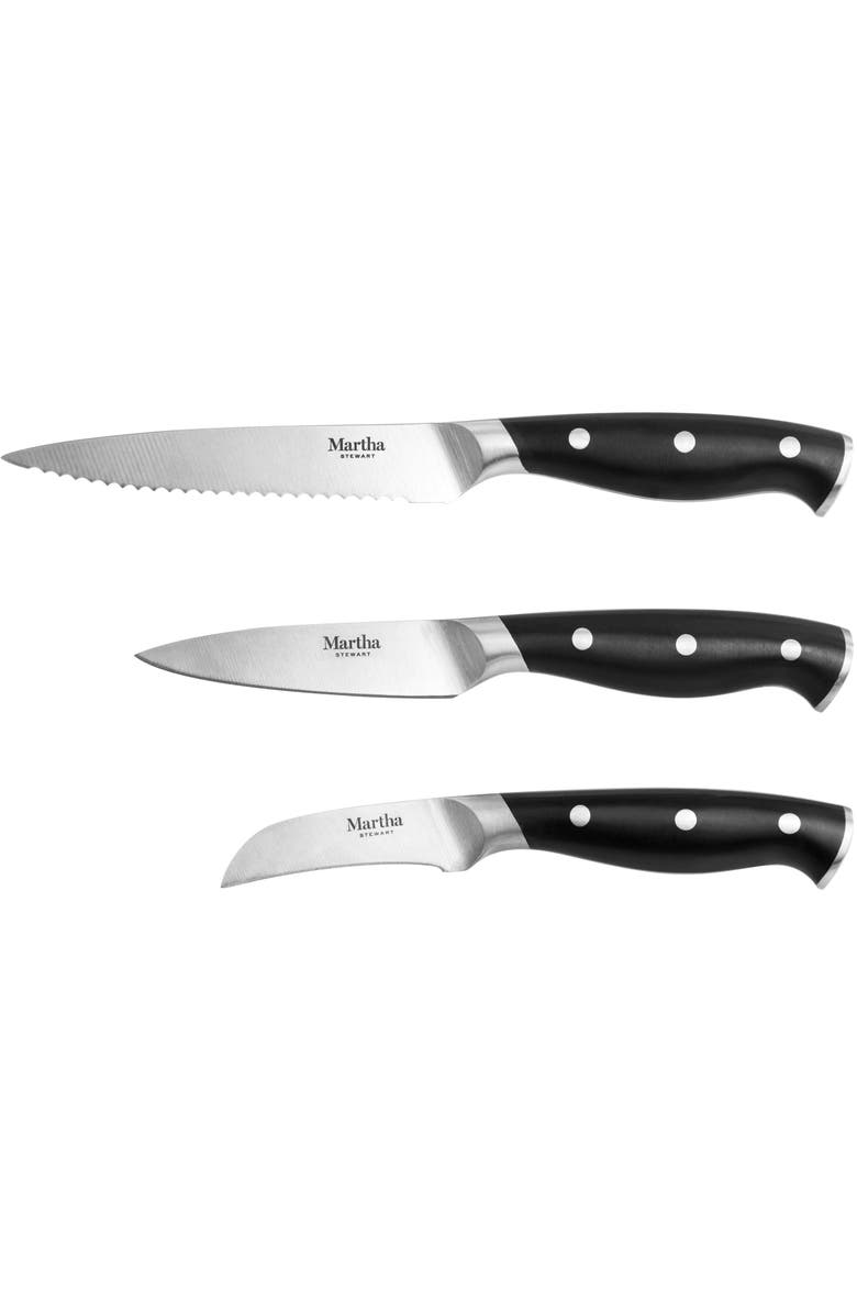 MARTHA STEWART Stainless Steel 14 Piece Cutlery and Knife Block Set, Alternate, color, Black