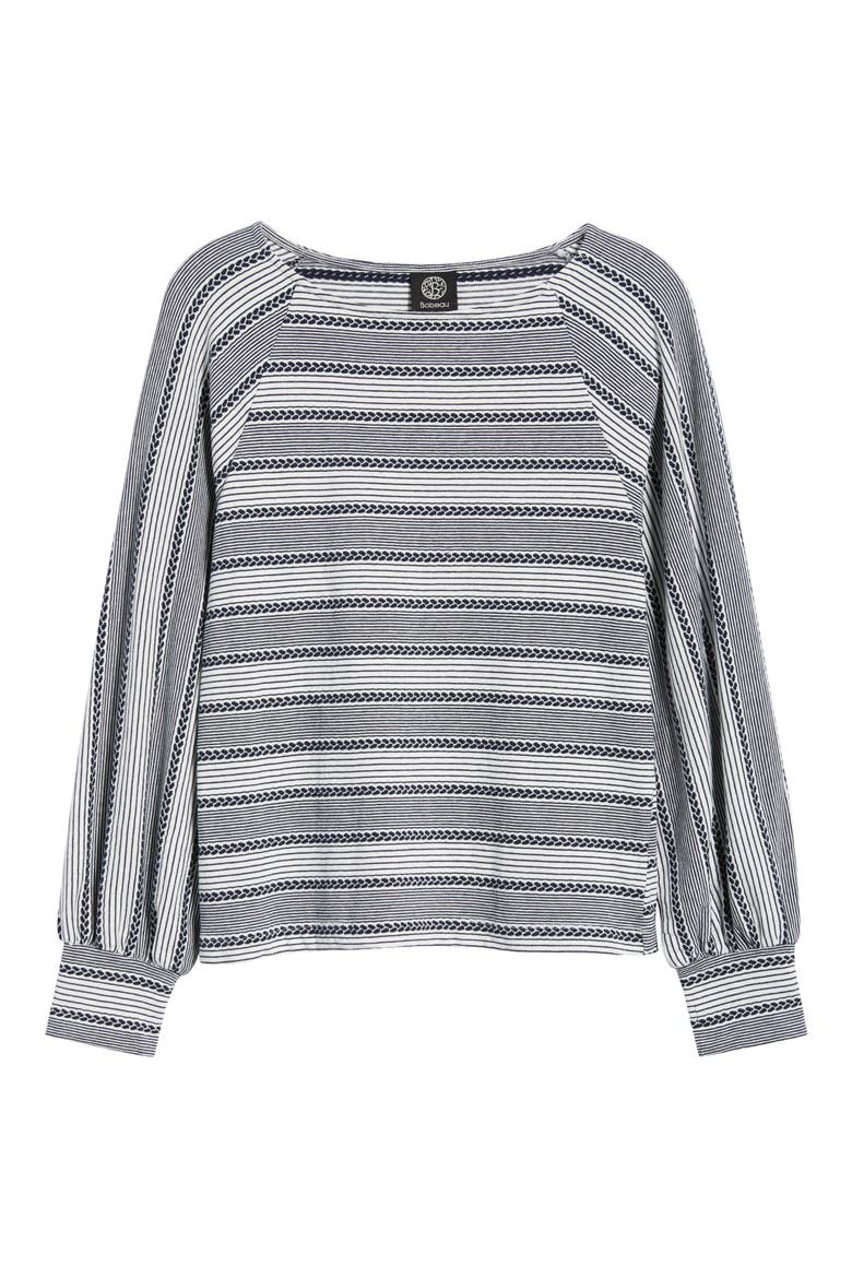 Raglan Stripe Knit Top, Alternate, color, IVORY/ DK NAVY