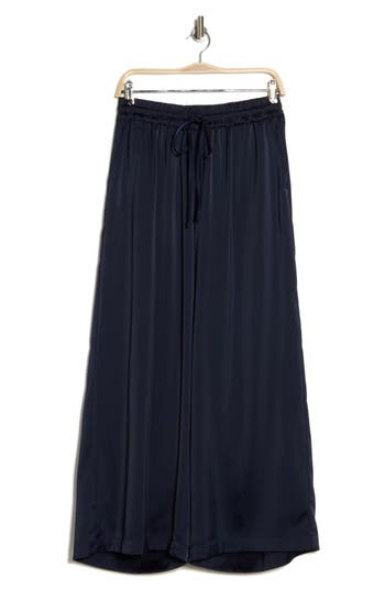 Adrianna Papell Wide Leg Satin Pants In Blue Moon