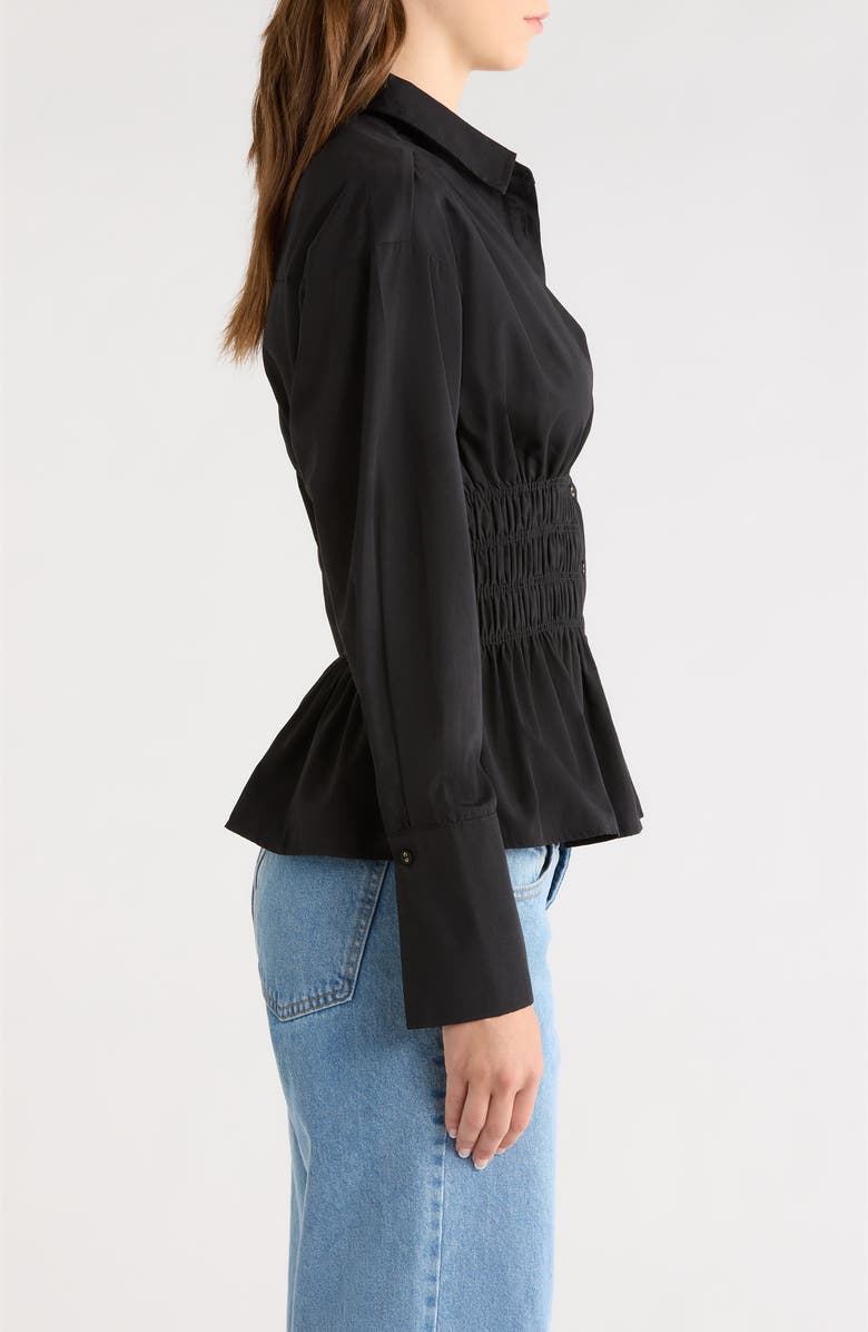 Princess Polly As You Are Shirred Button-Up Shirt, Alternate, color, Black