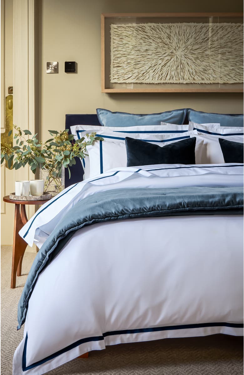 CHRISTY Beaumont Luxury Cotton Percale Duvet Cover Sets, Alternate, color, Navy