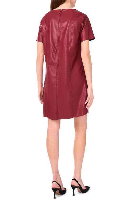 Halogen ® Faux Leather Short Sleeve Dress In Burgundy