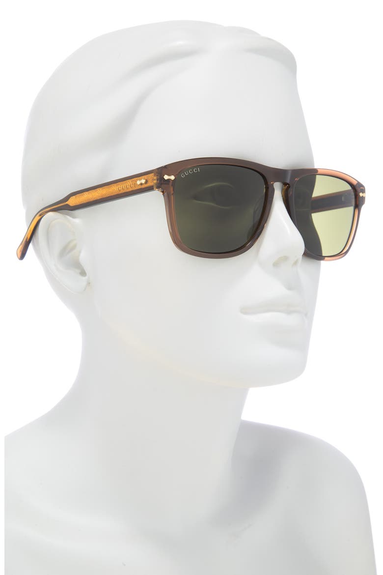 58mm Square Sunglasses, Alternate, color, BROWN GREEN