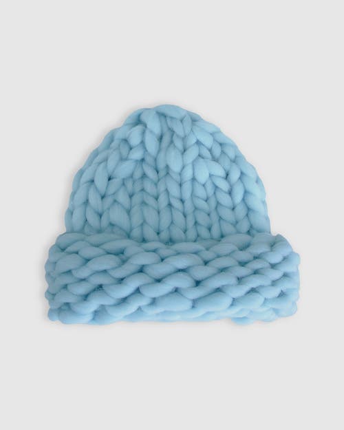 Belle & Bloom Snowflake Hand Knitted Beanie In Blue