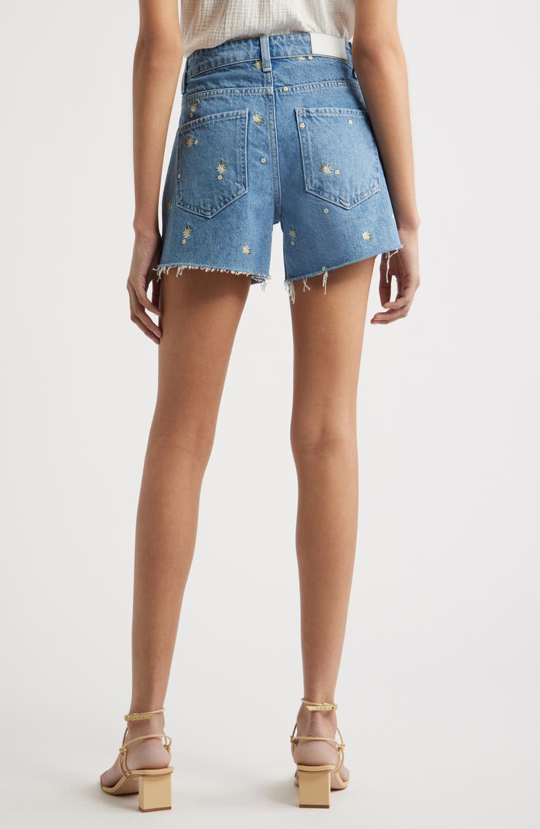 Rails Mesa Flower Embroidered High Waist Cutoff Denim Shorts, Alternate, color,