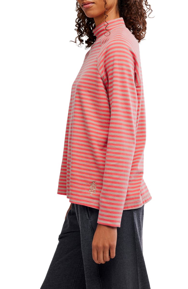 Free People FP Movement Stripe Raglan Sleeve Cotton Top, Alternate, color, Sailor Stripe Sand