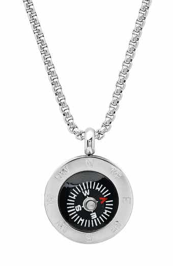 Men's Stainless Steel Compass Pendant Necklace