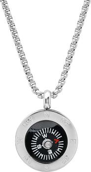 STEELTIME Men's Stainless Steel Compass Pendant Necklace