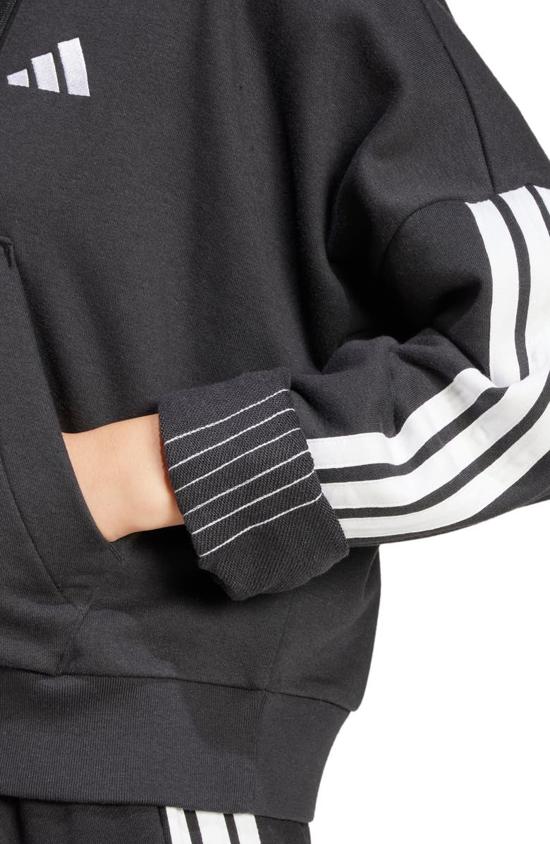 adidas Essentials 3-Stripe Quarter Zip Sweatshirt, Alternate, color, Black/ White