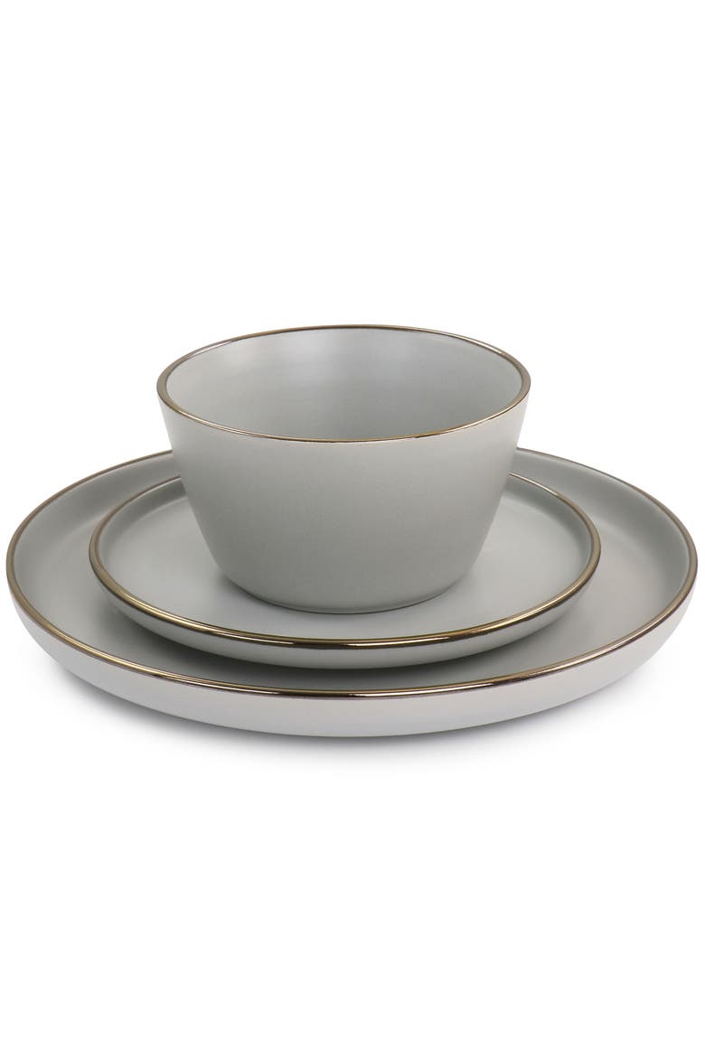 Louis 16 Piece Stoneware Dinnerware Set, Alternate, color, Grey