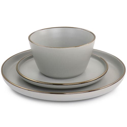 Elama Louis 16 Piece Stoneware Dinnerware Set In White