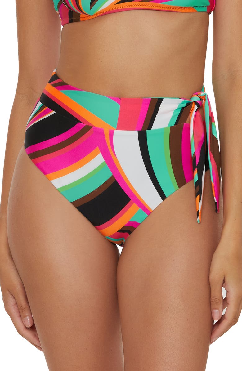 Trina Turk Scoop High Waist Bikini Bottoms, Main, color, Pink Multi