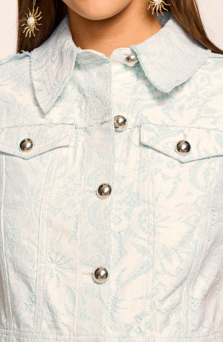 Ramy Brook Winnie Short Sleeve Crop Jacket, Alternate, color, Blue Breeze Lace