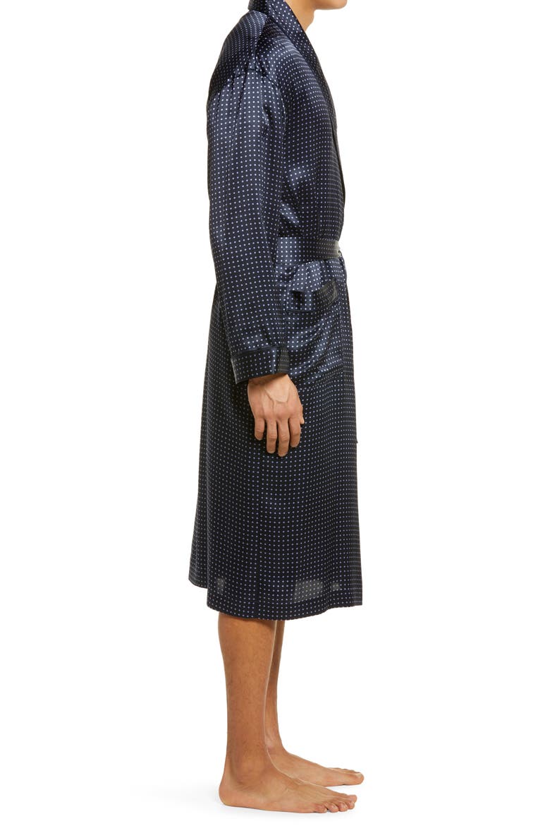 Dot Silk Robe, Alternate, color, NAVY DOT