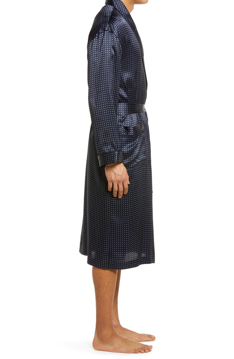 Majestic International Dot Silk Robe, Alternate, color, Navy Dot