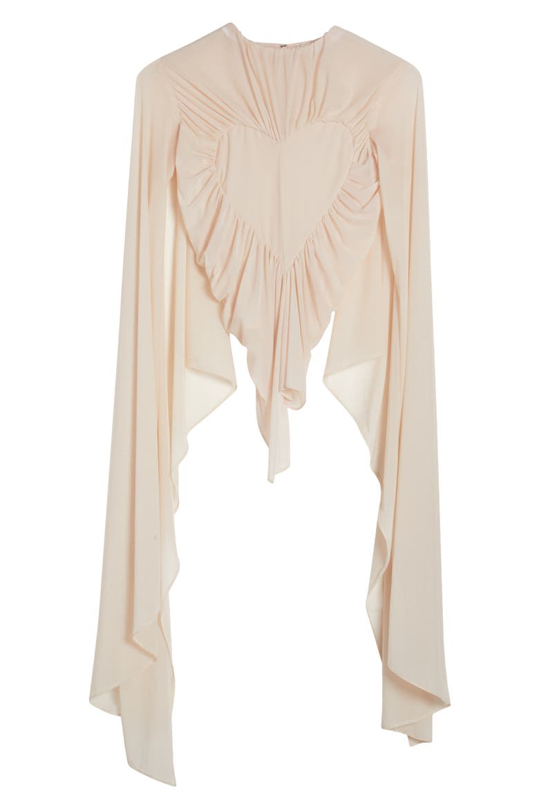 Eclo Asymmetric Gathered Semisheer Stretch Cupro Top, Alternate, color, DUSTY PINK
