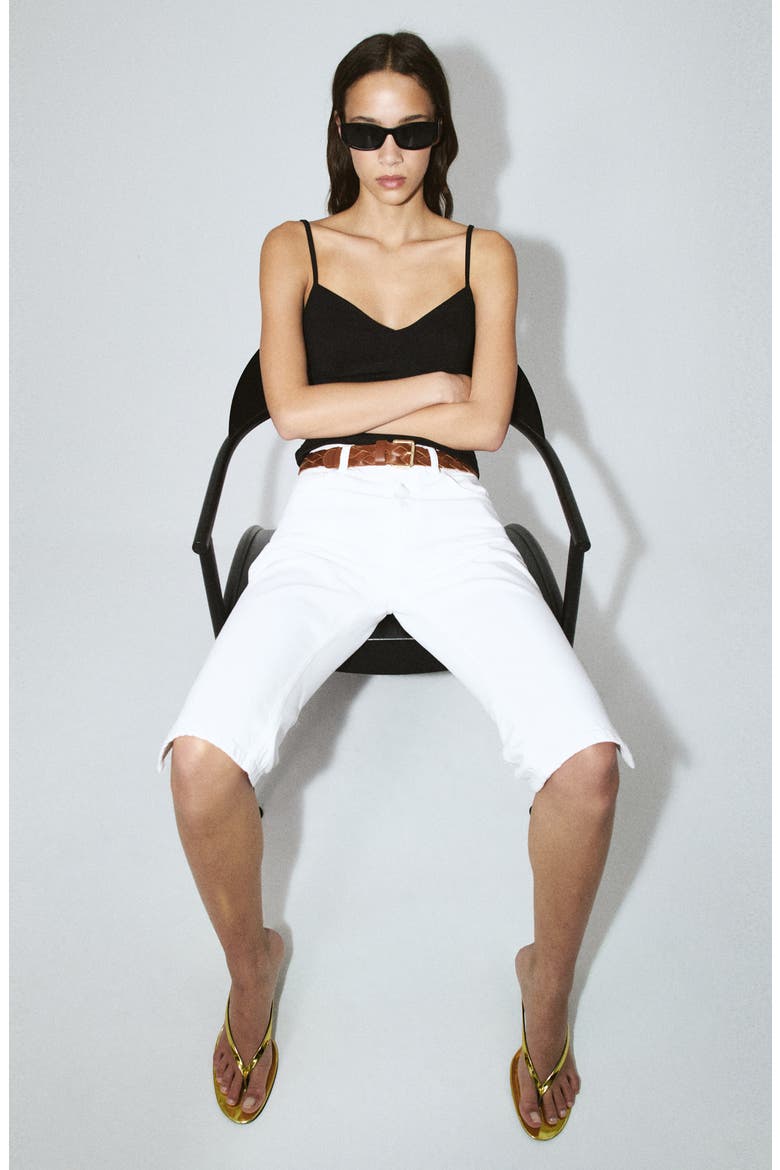 Starring Hailey Bieber Straight Leg Capri Jeans, Alternate, color, WHITE