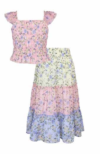 Zunie Kids' Ruffle Floral Top & Skirt Set