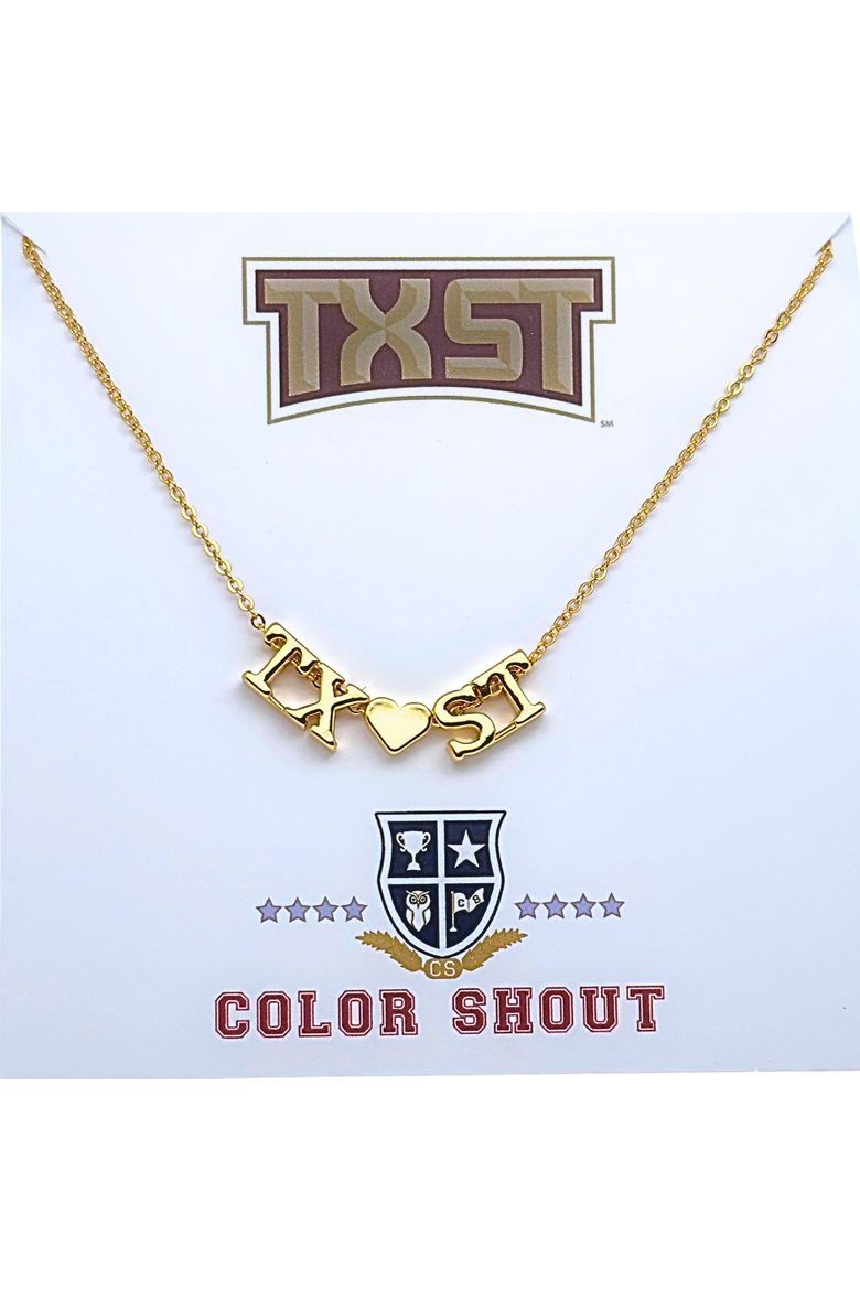 Texas State University Gold Heart Necklace, Main, color, Yellow Gold