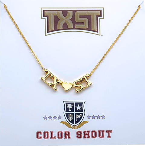 Texas State University Gold Heart Necklace
