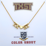 Color Shout Texas State University Gold Heart Necklace