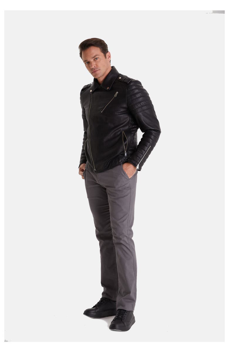 Furniq UK Quentin Leather Jacket, Alternate, color, Black