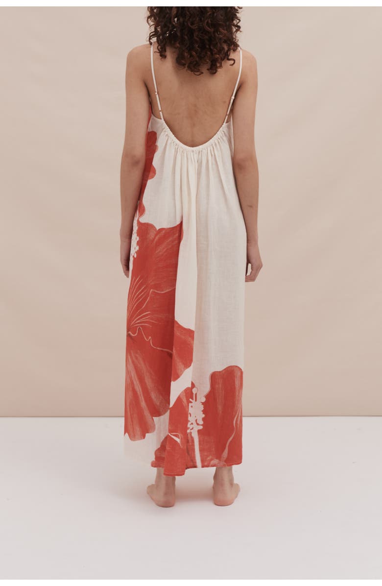 Desmond & Dempsey Square Nightie, Alternate, color, Grand Hibiscus Cream/Red