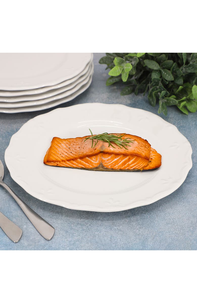 Elama Henryi 6 Piece 10.6 Inch Porcelain Dinner Plate Set, Alternate, color, White