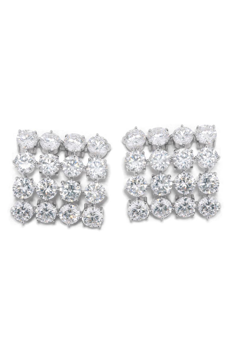 COMPLETEDWORKS Cubic Zirconia Grid Stud Earrings, Main, color, Rhodium