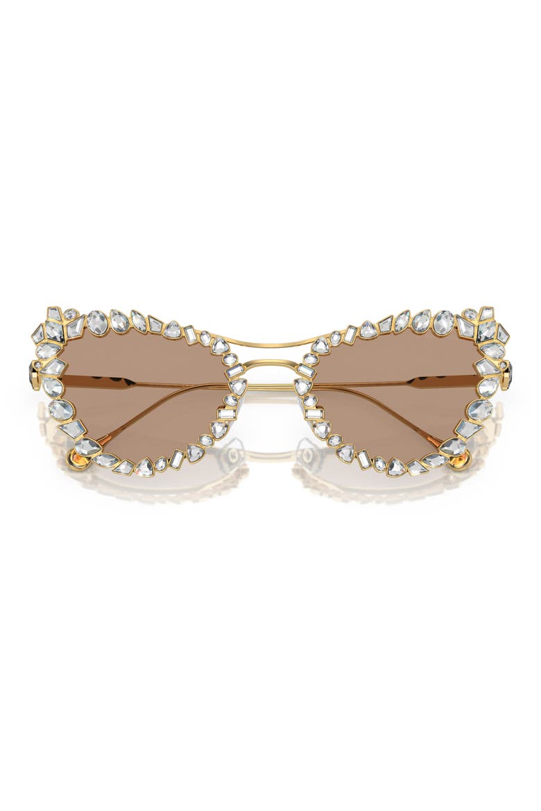 56mm Butterfly Sunglasses, Alternate, color, GOLD/ CLEAR/ LIGHT BROWN