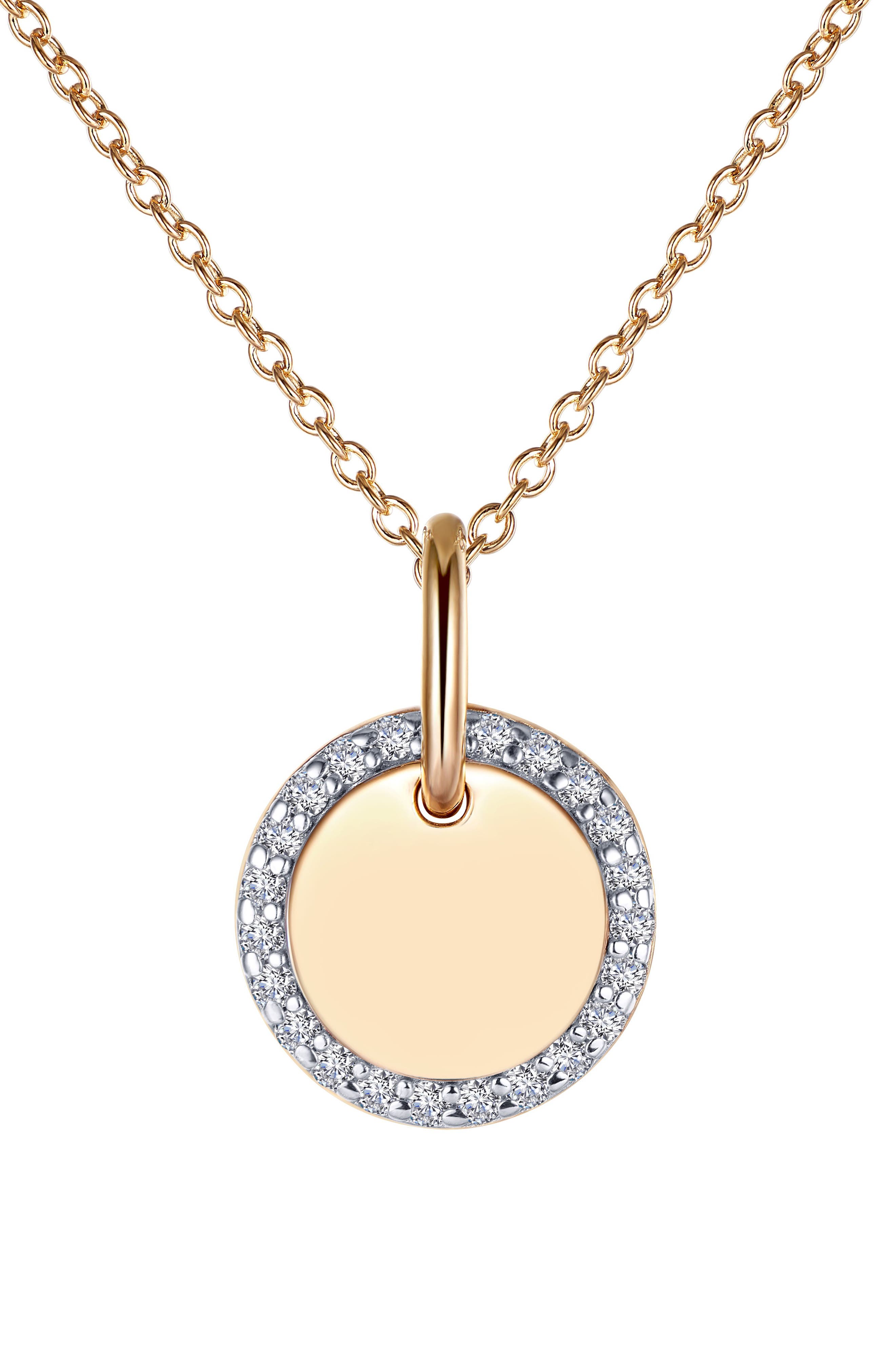 Lafonn Classic Simulated Diamond Round Disc Pendant Necklace