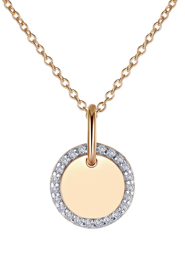 Classic Simulated Diamond Round Disc Pendant Necklace, Main, color, CLEAR/ SILVER/ GOLD