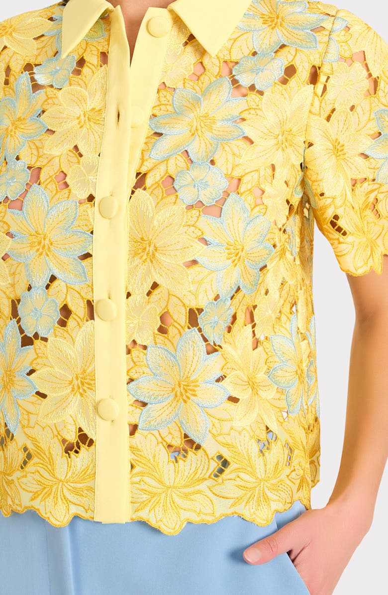 Milly Addison Floral Lace Button-Up Shirt, Alternate, color, 