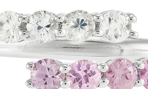 Frankie & Zoe 14k White Gold Pink & White Sapphire Bypass Ring In Gold